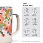 Corkcicle x Rifle Paper Co. Triple Insulated Coffee Mug with Lid and Handle, Garden Party, 16 oz – Stainless Steel Travel Mug Keeps Beverages Hot for 3+ Hours – Non-Slip, Easy-Grip, Spill-Resistant