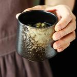 Lxuwbd Ceramic Tea Cup, 4 Count (Pack of 1), 7.43 oz Capacity, Modern Design, Blue, Black, Grey, Christmas, Birthday, Thanksgiving, Reusable, Heavy Duty, Glazed, Teacups, Teacup