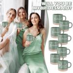 Funnymoom 8 Pcs Bridesmaid Proposal Gift Coffee Mug Maid of Honor Gift 13 oz Aesthetic Ceramics Cup Engagement Wedding Bridal Shower Bachelor Party for Wedding Day Keepsake(Green)