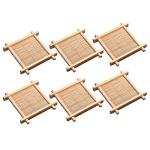 NentMent 6 Pack Gongfu Tea Set Coaster Bamboo Espresso Cups Wood Coasters for Small Glass Teacups Porcelain Chinese Kung Fu Tea Cup Espresso Double Wall Thermal Glasses Ceramic Small Tasting Cups