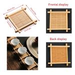 NentMent 6 Pack Gongfu Tea Set Coaster Bamboo Espresso Cups Wood Coasters for Small Glass Teacups Porcelain Chinese Kung Fu Tea Cup Espresso Double Wall Thermal Glasses Ceramic Small Tasting Cups