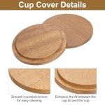UXcell 2 Pc Bamboo Tea Cup Lids - 3.58 Inch with Sealed Lid for Coffee and Tea