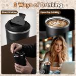 Baodaadan 12OZ Travel Coffee Mug Insulated Coffee Cup with Spill Leak Proof Lid, Portable Stainless Steel Tumbler Reusable Hot and Cold Water Mug for Car, Daily, Camping-Black
