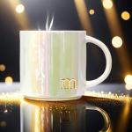 COLLECTIVE HOME - Ceramic Coffee Mug, Iridescent Finish Cups, Personalized Lowercase Embossed Lettering, Lustrous Multicolored Finish, Ideal for Unique Gifts (m)