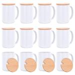 RAINBOWTIE Sublimation Mugs 15 oz with Bamboo Lid Ceramic Coffee Cup Sublimation Coffee Mugs Tazas Para Sublimar Set of 12