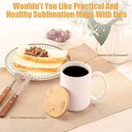 RAINBOWTIE Sublimation Mugs 15 oz with Bamboo Lid Ceramic Coffee Cup Sublimation Coffee Mugs Tazas Para Sublimar Set of 12