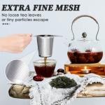Extra Fine 18/8 Stainless Steel Tea Infuser Mesh Strainer with Large Capacity & Perfect Size Double Handles for Hanging on Teapots, Mugs, Cups to Steep Loose Leaf Tea and Coffee