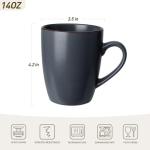 famiware Venus Coffee Mugs for 4, 14 oz Mug Set, Dringking Cup with Handle for Coffee, Tea, Cocoa, Milk, Charcoal