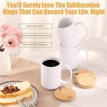 RAINBOWTIE Sublimation Mugs 15 oz with Bamboo Lid Ceramic Coffee Cup Sublimation Coffee Mugs Tazas Para Sublimar Set of 12