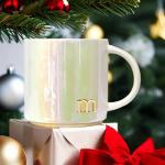 COLLECTIVE HOME - Ceramic Coffee Mug, Iridescent Finish Cups, Personalized Lowercase Embossed Lettering, Lustrous Multicolored Finish, Ideal for Unique Gifts (m)
