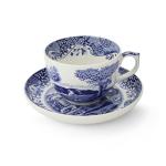 Spode Blue Italian Teacup and Saucer, 20-ounce Capacity, Jumbo Tea Set, Coffee Mug, Cup for Tea, Lattes, Espressos, and Hot Beverages - Blue &White