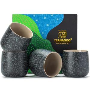 TEANAGOO Japanese Tea Cups, Chinese Tea Cup, 7.2Oz / 205 Ml, Ceramic Tea Cups for Adults, Ceramic Cups no Handles, Japanese Cups, Asian Matcha Cup, Charcoal Grey, 4 Pcs/Box, H17
