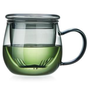 Glass Tea Cup with Infuser and Lid, 32oz/950ml Large Borosilicate Teacup, Clear Mug for Loose Leaf, Blooming Tea, Dishwasher Safe - Tea Maker Gift for Birthday