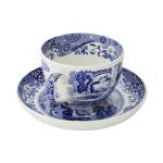 Spode Blue Italian Teacup and Saucer, 20-ounce Capacity, Jumbo Tea Set, Coffee Mug, Cup for Tea, Lattes, Espressos, and Hot Beverages - Blue &White