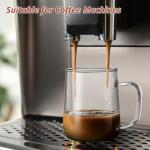 CMLKLZD Glass Coffee Mugs, 14 oz Glass Coffee Cups with Acacia Wood Lids, Clear Borosilicate Glass Mugs with Handles for Cappuccino, Tea, Latte, Hot/Cold Beverages, Wine, Americano, Set of 2