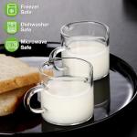 Qipecedm Espresso Cups Set of 2, 4 OZ Double Spouts Cups, Shot Glasses, Milk Cup with Handle, Clear Glass, Espresso Accessories for Machine, Small