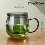 Glass Tea Cup with Infuser and Lid, 32oz/950ml Large Borosilicate Teacup, Clear Mug for Loose Leaf, Blooming Tea, Dishwasher Safe - Tea Maker Gift for Birthday