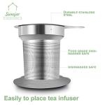 Sweejar Porcelain Tea Infuser Mug with Lid, 16 oz Teacup with Strainers for Loose Leaf Tea, Microwave and Dishwasher Safe Coffee Mug(New Jade)