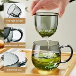 Glass Tea Cup with Infuser and Lid, 32oz/950ml Large Borosilicate Teacup, Clear Mug for Loose Leaf, Blooming Tea, Dishwasher Safe - Tea Maker Gift for Birthday