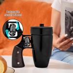 Pukomc Gun mug,Ceramic Coffee Mug,Fathers Day Dad Gifts, Birthday Gifts for Men and Women Revolver Coffee Mug for Cappuccino Latte or Hot Tea (16OZ) (Black)