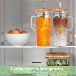 Birity 24oz Ribbed Glass Cup with Lids and Straws,2Pack Glass Tumbler with Handle,Reusable lced Coffee Cups with lids-Glass Cups with Lids,Mason Jar Cup for Smoothie,Coffee,Juice,Water,Tea,Travel Mug