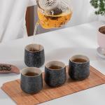 TEANAGOO Japanese Tea Cups, Chinese Tea Cup, 7.2Oz / 205 Ml, Ceramic Tea Cups for Adults, Ceramic Cups no Handles, Japanese Cups, Asian Matcha Cup, Charcoal Grey, 4 Pcs/Box, H17