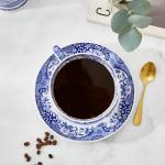 Spode Blue Italian Teacup and Saucer, 20-ounce Capacity, Jumbo Tea Set, Coffee Mug, Cup for Tea, Lattes, Espressos, and Hot Beverages - Blue &White