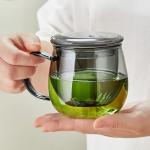 Glass Tea Cup with Infuser and Lid, 32oz/950ml Large Borosilicate Teacup, Clear Mug for Loose Leaf, Blooming Tea, Dishwasher Safe - Tea Maker Gift for Birthday