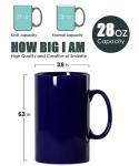 Smilatte 28 OZ Extra Large Ceramic Coffee Mug, M018 Classic Porcelain Boss Super Big Tea Cup with Handle for Office and Home, Blue