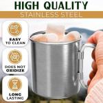 13.5 Oz Stainless Steel Camping Mug with Carabiner - Metal Camping Cup for Traveling, Lightweight and Heat-Resistant, Durable and Easy to Clean Hiking Cup, Comfortable to Hold and Drink