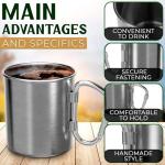 13.5 Oz Stainless Steel Camping Mug with Carabiner - Metal Camping Cup for Traveling, Lightweight and Heat-Resistant, Durable and Easy to Clean Hiking Cup, Comfortable to Hold and Drink