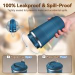 Baodaadan 12OZ Travel Coffee Mug Insulated Coffee Cup with Spill Leak Proof Lid, Portable Stainless Steel Tumbler Reusable Hot and Cold Water Mug for Car, Daily, Camping- Blue