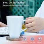 Miicol Porcelain Coffee Mugs Set of 6, Large Coffee Cups 14 oz, White Tea Cups, Ceramic Mugs for Latte, Cappuccino, Milk, Cocoa, Square Bottom, Microwave & Dishwasher Safe