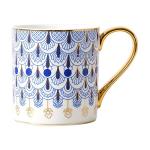 CHOOLD British Style Blue Floral Porcelain Coffee Mug with Golden Handle Spoon - 12oz
