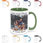 Custom Coffee Mugs - Personalized Coffee Mugs with Photo Text, Customized Ceramic Coffee Mug - Customizable Mug, Funny Mug, Personalized Gifts, Custom Mug with Photo - Add Your Photo - 15oz Green