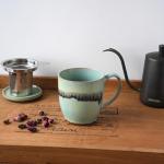 Bosmarlin Ceramic Tea Cup with Infuser and Lid, 16 Oz, 3 Colors to Choose, Microwave and Dishwasher Safe, Steeping Tea Mug with Strainer, Reactive Glaze (16 Oz, Turquoise Green Light)