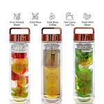 Teabloom All-Purpose Beverage Tumbler – 15 oz / 450 ml Insulated Glass Bottle – Tea, Coffee, Fruit Infused Water – All-Temperature Travel Mug – Stainless Steel Infuser Basket – The Wayfarer Tumbler