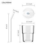 BLUEPOLAR 13oz/400ml Glass Water Tumbler with Straw and Lid Sealed Carry On Thick Wall Iced Coffee Cup Glass Cup for Water, Iced Tea Fruit Juice Etc(Aurora White