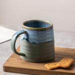 TaoTaojarvie Ceramic Coffee Mugs, 16oz, Large Capacity, Wide Bottom, Transmutation Glaze Craft, Handmade Pottery Mug, Tea Cups with Handle for Office/Home, Dishwasher and Microwave Safe (Blue-Grey)