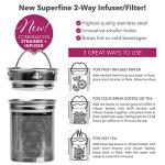 Teabloom All-Purpose Beverage Tumbler – 15 oz / 450 ml Insulated Glass Bottle – Tea, Coffee, Fruit Infused Water – All-Temperature Travel Mug – Stainless Steel Infuser Basket – The Wayfarer Tumbler