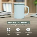 Copco Desk Mug 16 oz - Durable BPA-Free, Double-Wall Insulation for Hot & Cold Drinks, Microwave & Dishwasher Safe, Ideal for Office, Home, Travel - Spill-Resistant Reusable Mug (Grey)