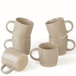 famiware Coffee Mugs for 6, 12 oz Mug Set, Dringking Cup with Handle for Coffee, Tea, Cocoa, Milk, Milkyway serise, Cinnamon Brown