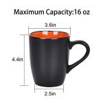 Lifecapido Set of 6 Modern Black Ceramic Coffee Mugs, 16 Ounce Capacity, Perfect for Home Use
