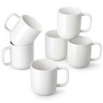 vancasso Porcelain Coffee Mugs Set, 16 oz Ceramic Coffee Cups for Americano Hot Tea Iced Coffee Cold Brew Cocoa Milk Mugs Set of 6, Dishwasher & Microwave Safe, White