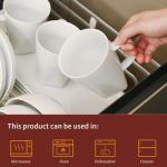 WishDeco White Coffee Mugs Set of 6, Ceramic Coffee Cups 14 oz, Modern Tea Mugs, Porcelain Tea Cups, Large Mug for Latte, Cappuccino, Milk, Juice, Cocoa, Square Bottom, Microwave and Dishwasher Safe