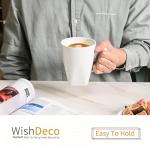 WishDeco White Coffee Mugs Set of 6, Ceramic Coffee Cups 14 oz, Modern Tea Mugs, Porcelain Tea Cups, Large Mug for Latte, Cappuccino, Milk, Juice, Cocoa, Square Bottom, Microwave and Dishwasher Safe
