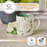 Christian Art Gifts Large Ceramic Inspirational Coffee & Tea Scripture Mug for Women: Everything Beautiful Encouraging Bible Verse, Sturdy, Novelty Non-Toxic Beverage Cup, White & Green Floral, 14 oz.