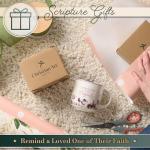 Christian Art Gifts Large Inspirational Ceramic Coffee & Tea Mug for Women: Strength & Dignity Encouraging Bible Verse, Cute Non-toxic Lead-free Novelty Beverage Cup, White & Purple Floral, 14 oz.