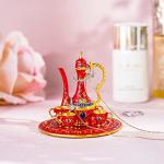 YU FENG Moroccan Teapot Set Jewelry Trinket Box Hinged Hand Painted Enamel Treasured Trinkets Collectable Jewellery Box Ring Holder For Home Decor Gift,3inch