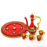 YU FENG Moroccan Teapot Set Jewelry Trinket Box Hinged Hand Painted Enamel Treasured Trinkets Collectable Jewellery Box Ring Holder For Home Decor Gift,3inch